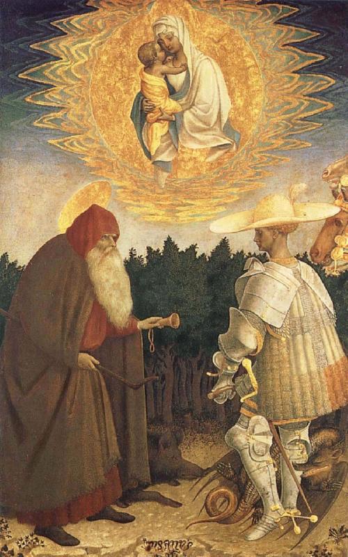 Antonio Pisanello Virgin and child with St. Goran and St Antonius Sweden oil painting art
